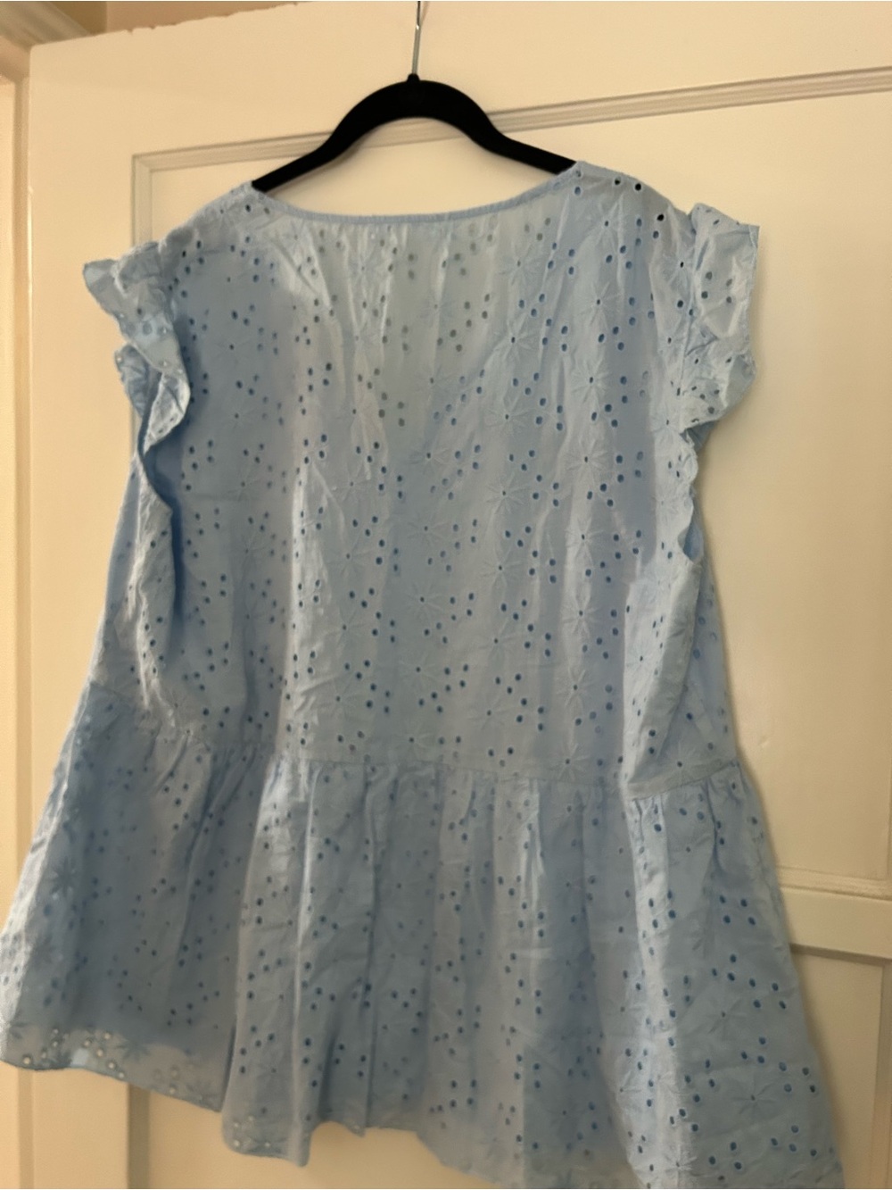 Chic Soul eyelet top, blue, 2X - Picture 3 of 3